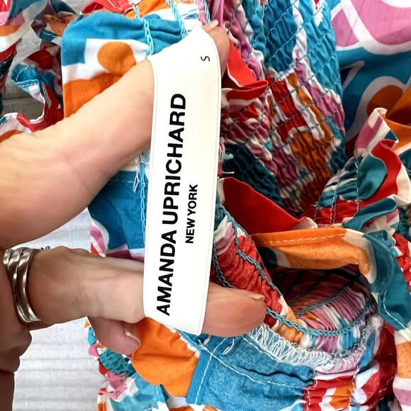 Amanda Uprichard Adelene Pocket Nap Dress Bright Floral Midi Miami NWT Small - Picture 6 of 7